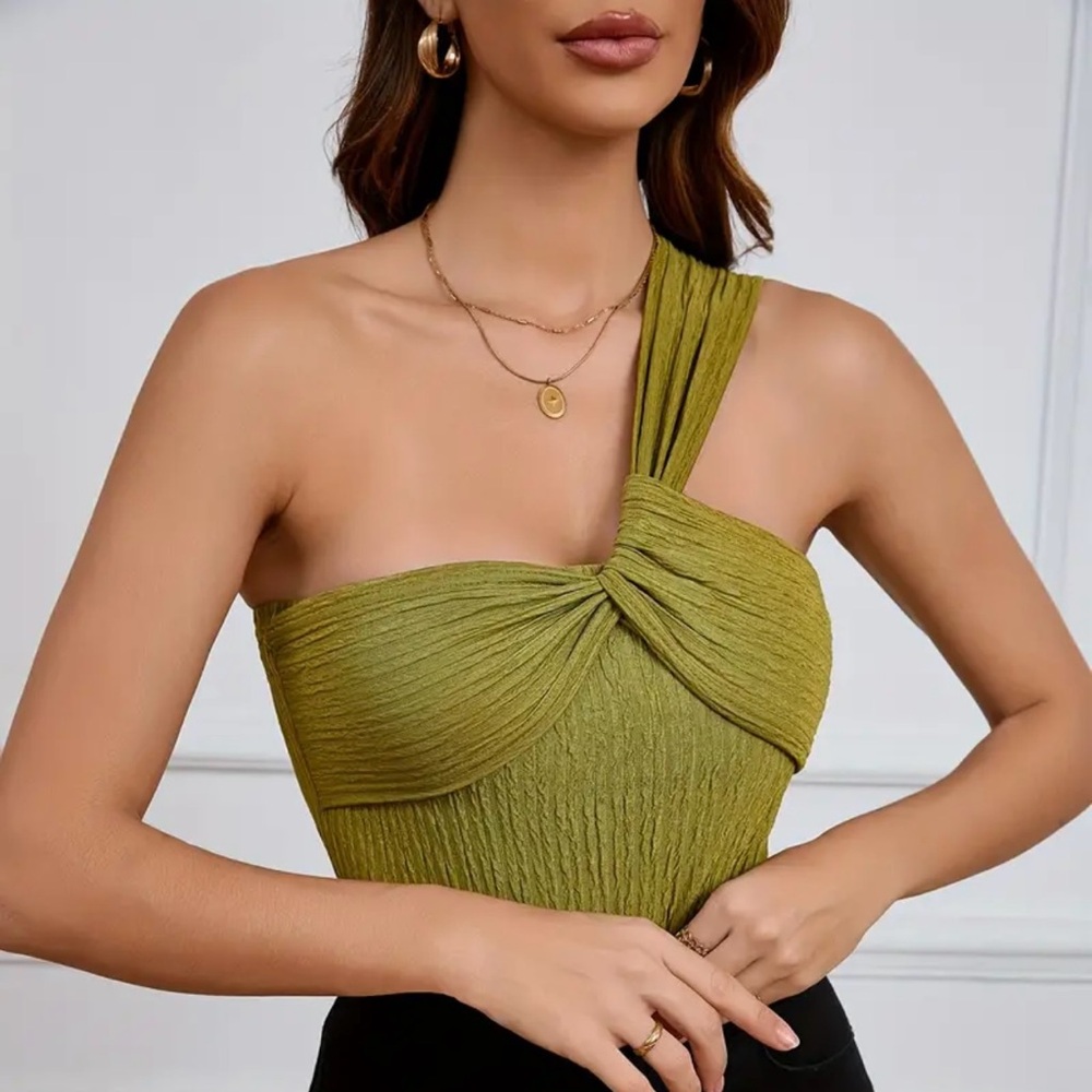 Ruched green bodysuit